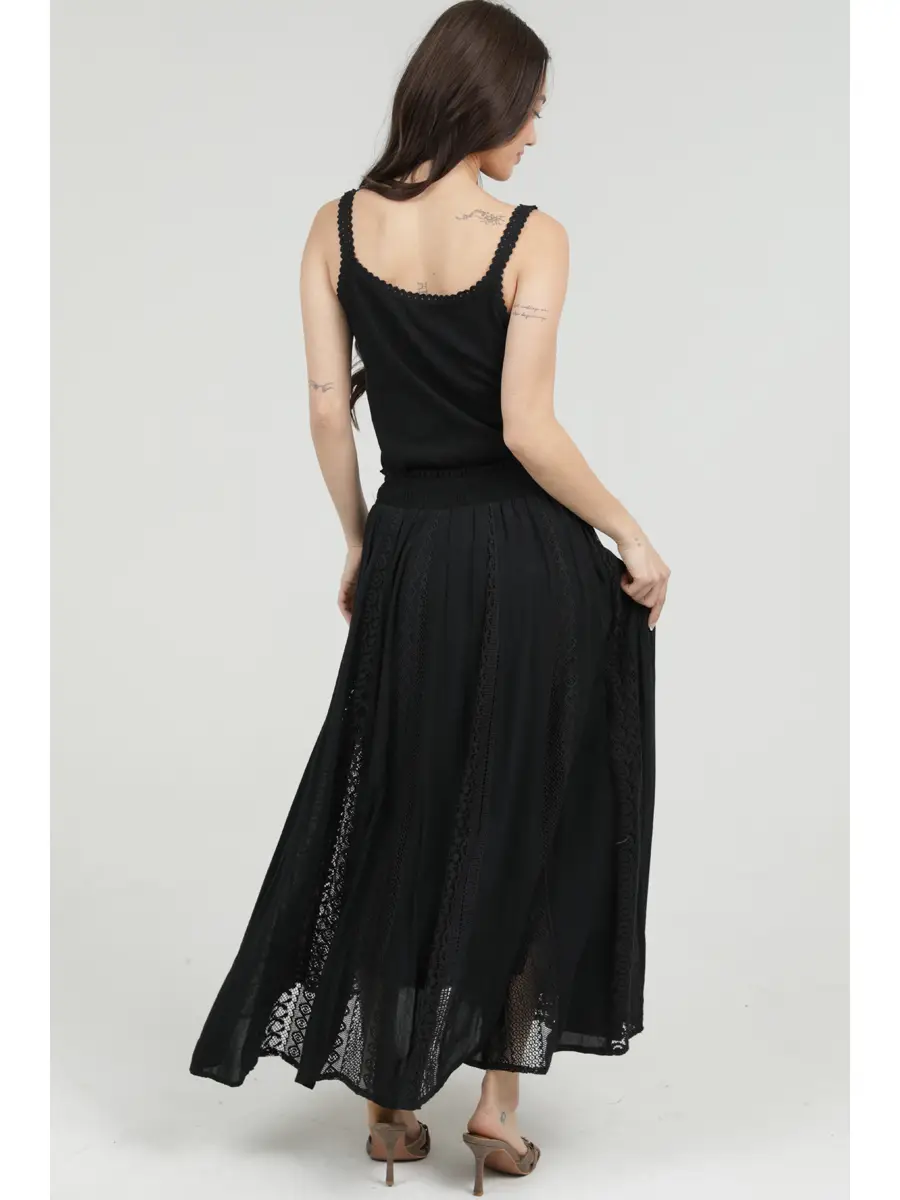 Maxi Skirt with Lace Panels