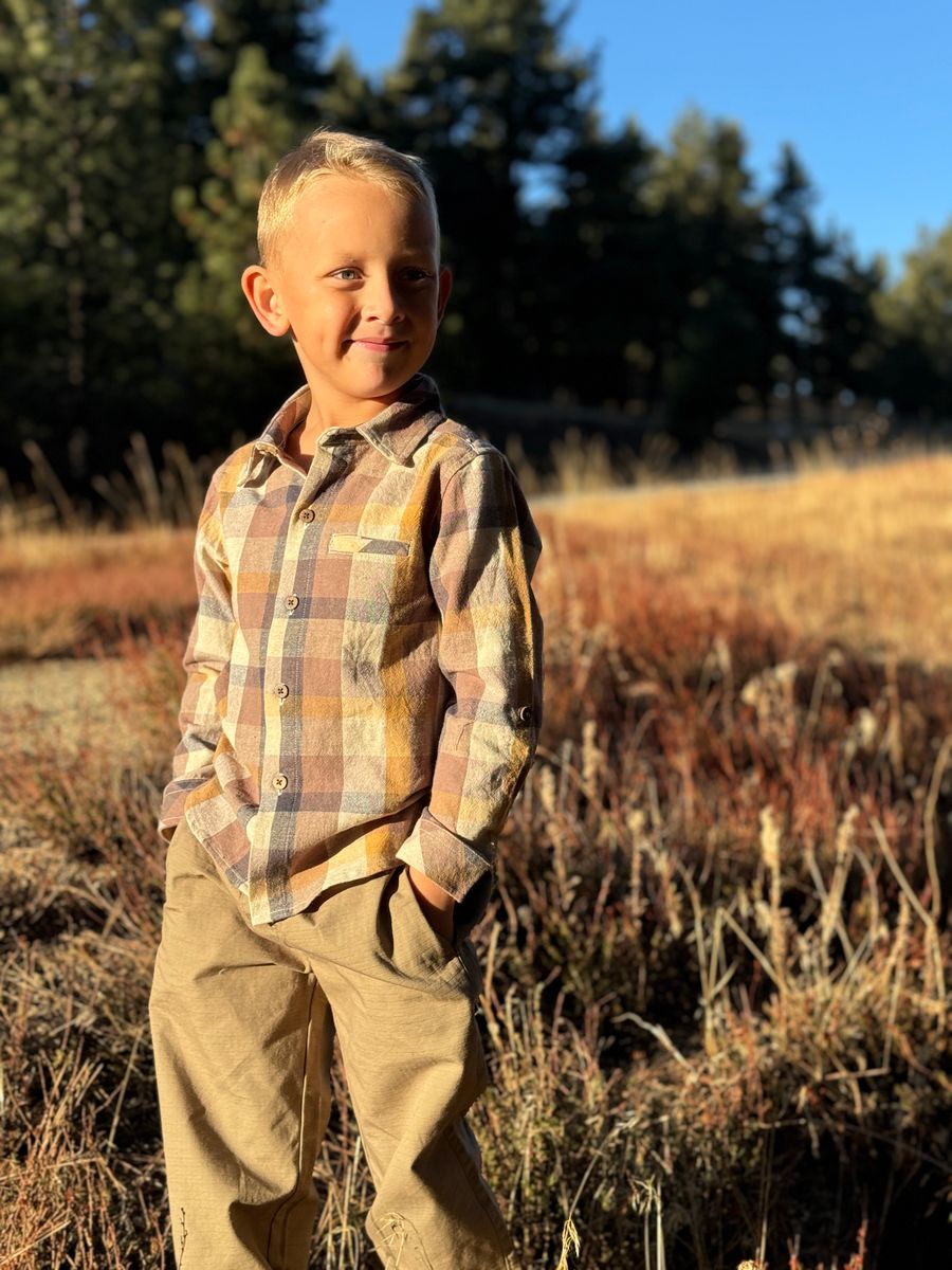 Boys Atwood Brown Plaid Button Down