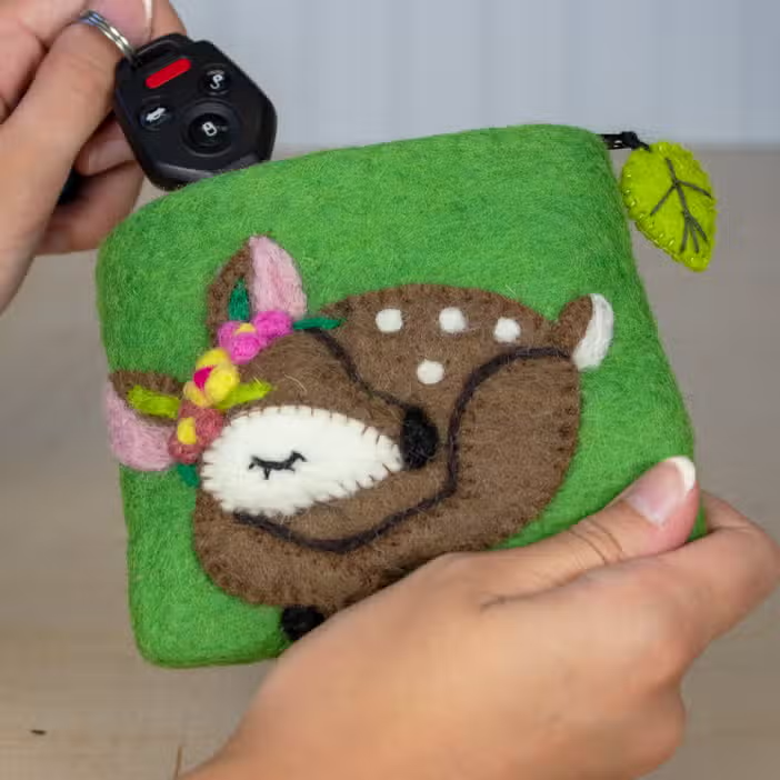 Felted Coin Purse - Fawn Deer