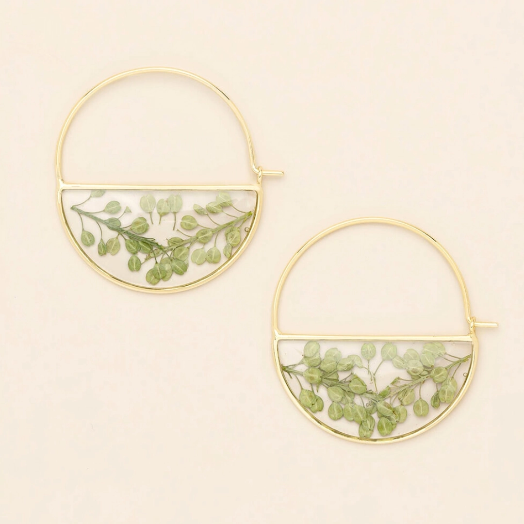 Pressed Flower Hoop Earrings