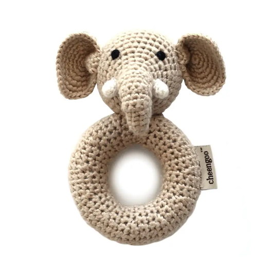 Knit Elephant Ring Rattle