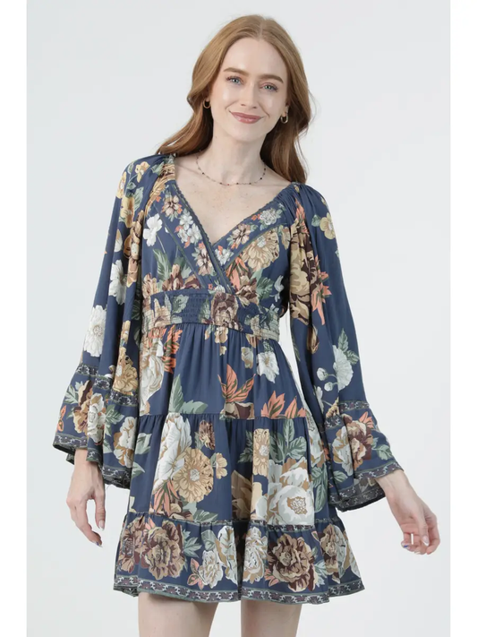 Silver Lurex Bell Sleeve Dress