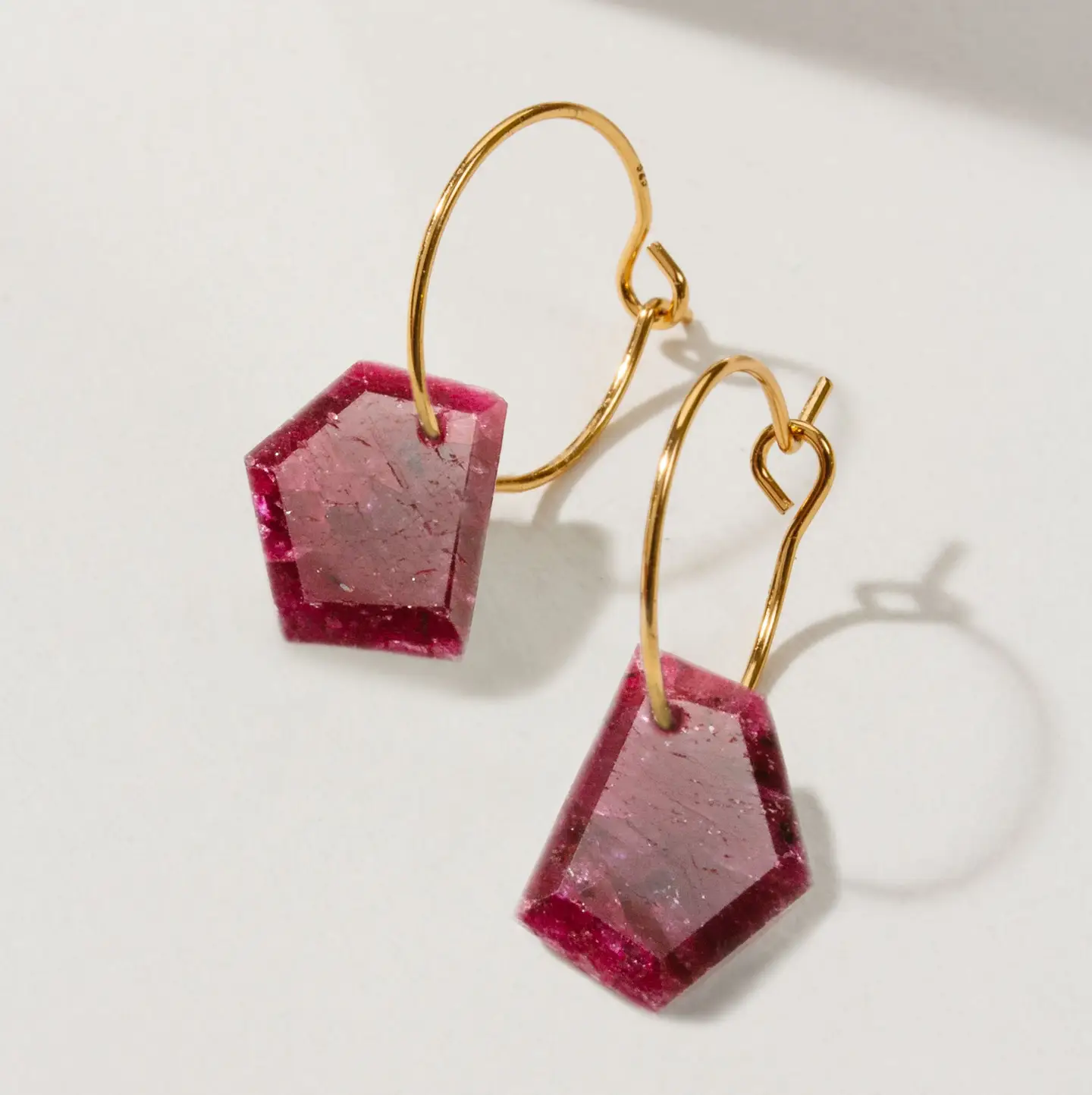 Geometry Mini Hoop Earrings Gold: Ruby