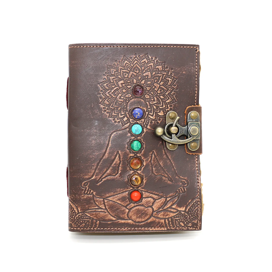 Chakra Bead Embossed Leather Journal