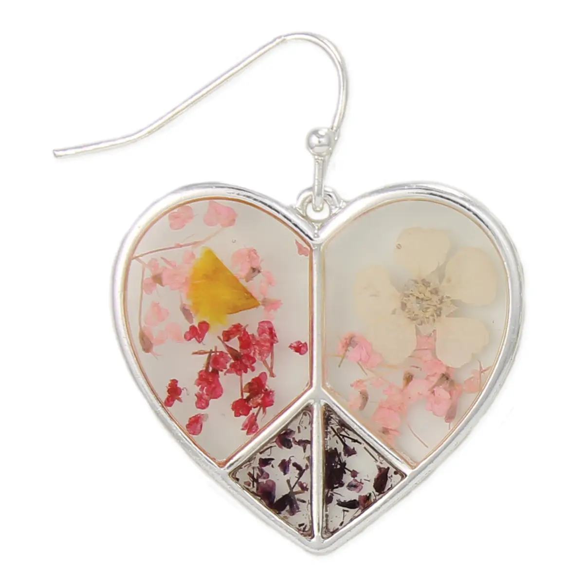 Peace Heart Dried Flowers Earrings