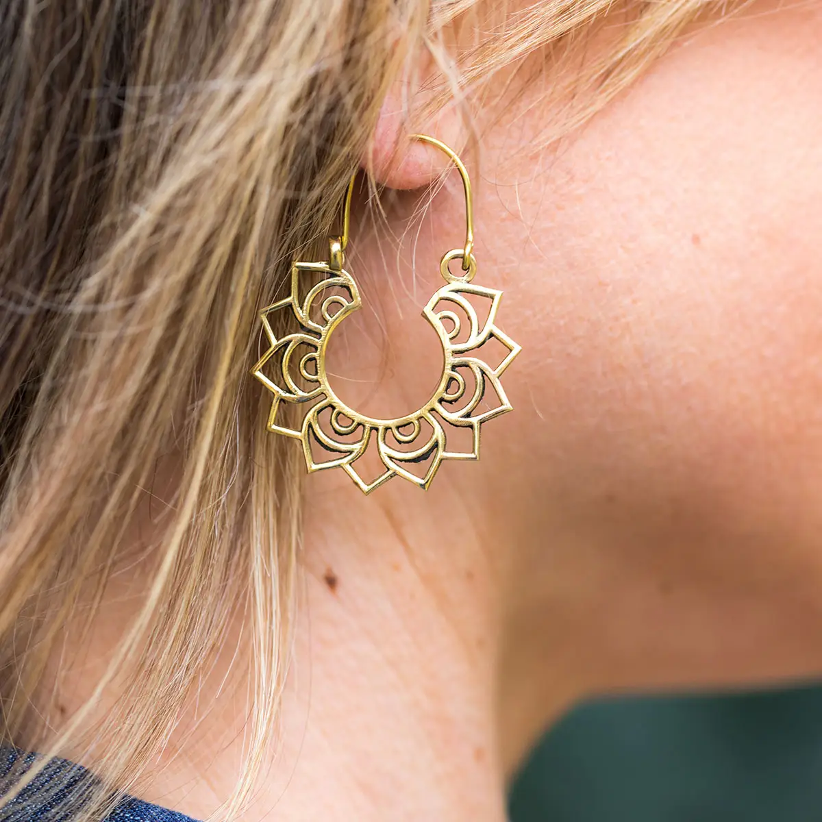 Gold Scalloped Petal Earrings