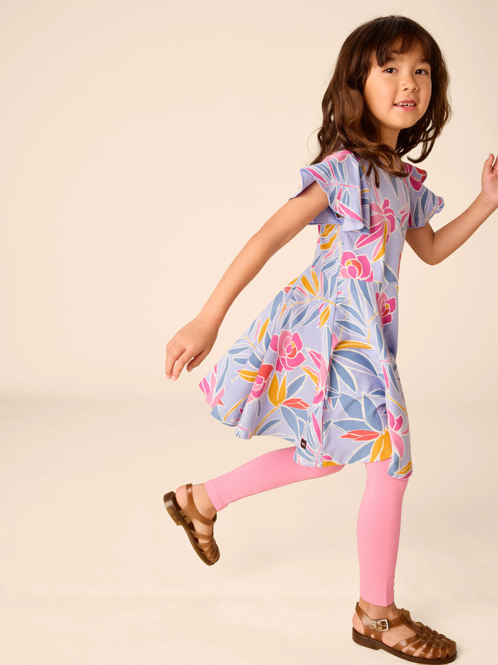 Girls Twirl Dress Tropical Gardenia