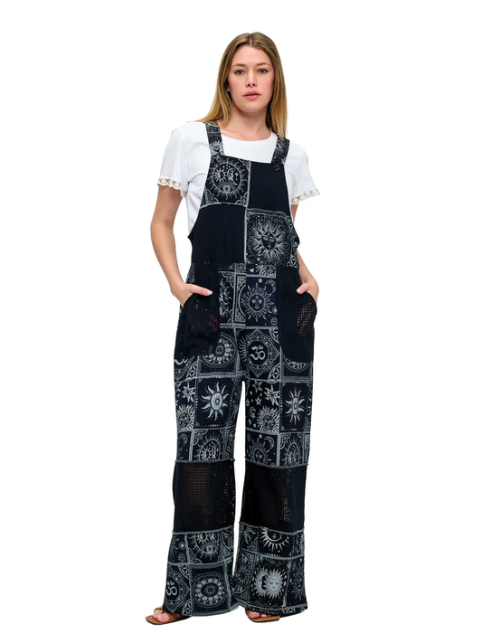 Celestial Om Patchwork Overalls