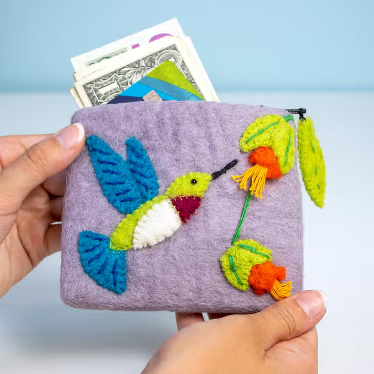 Felted Coin Purse - Hummingbird