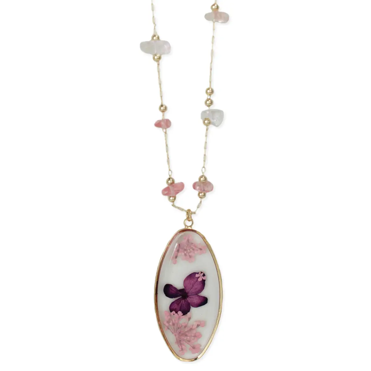 Sweet Vintage Dried Flower Necklace