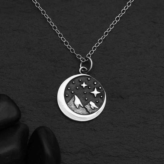 Moon Snow Cap Mountain Necklace