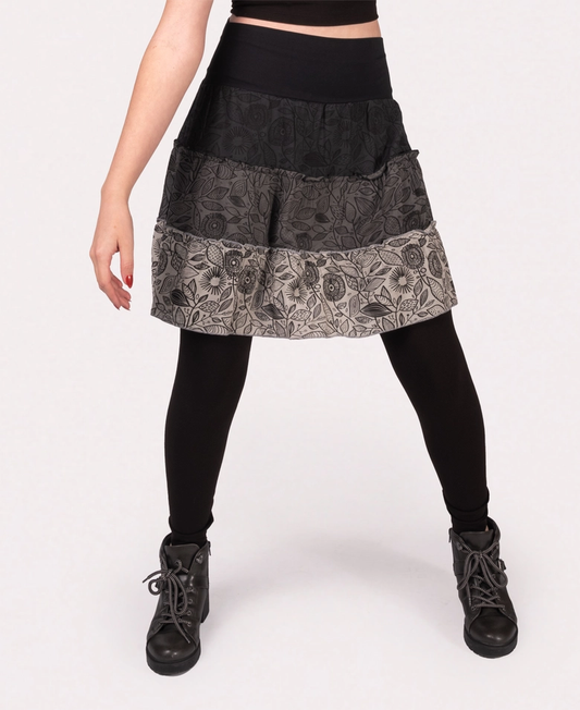 Three Tier Mini Skirt - Black