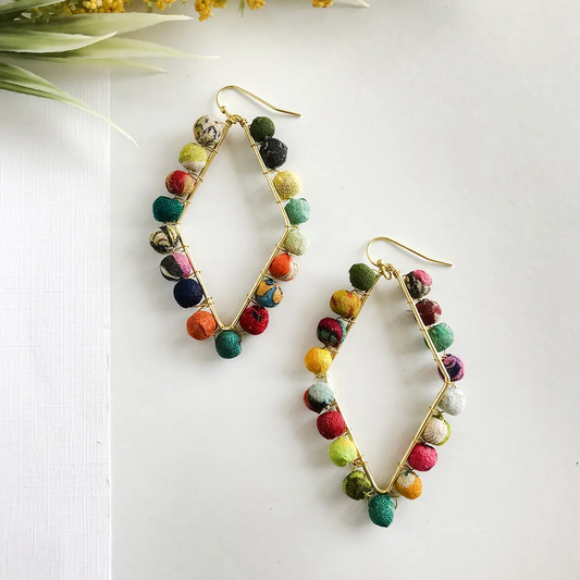 Kantha Dotted Diamond Earrings