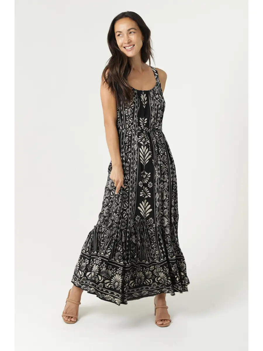 Lotus Panel Printed Maxi Dress