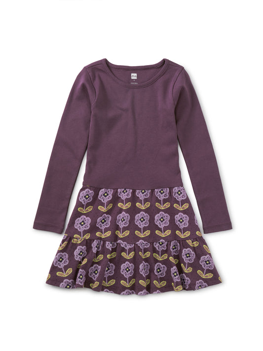 Girls Purple Floral Skirted Twirl Dress