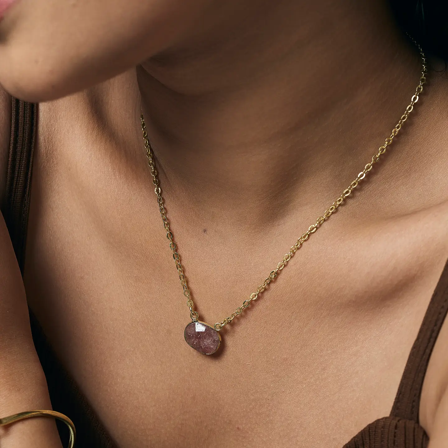 Natural Strawberry Quartz Necklace