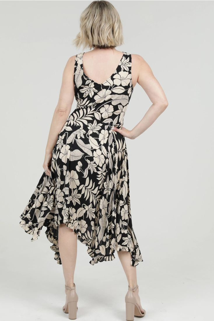 Leaf Print Hanky Hem Dress