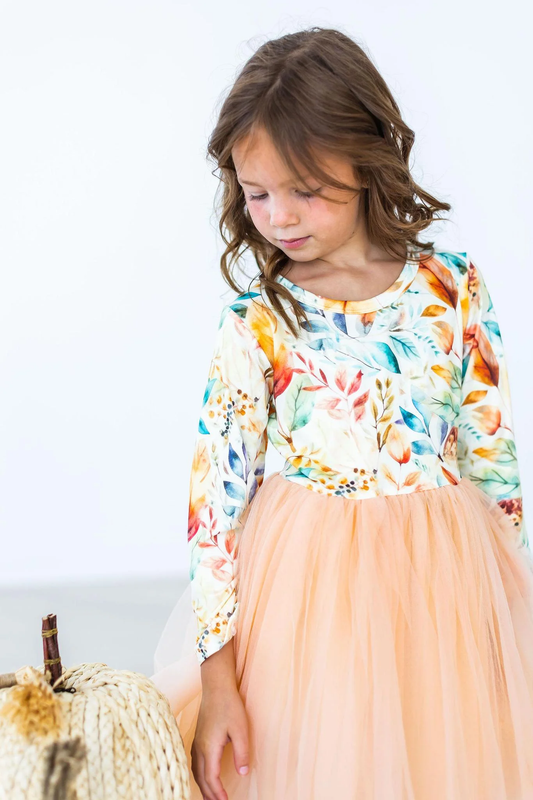 Girls Fall Watercolors Tutu Dress