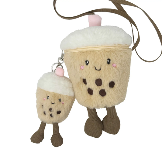 Fuzzy Boba Crossbody Bag & Keychain