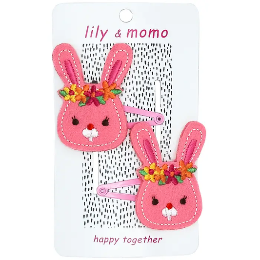 Pink Bunnies Hair Clips