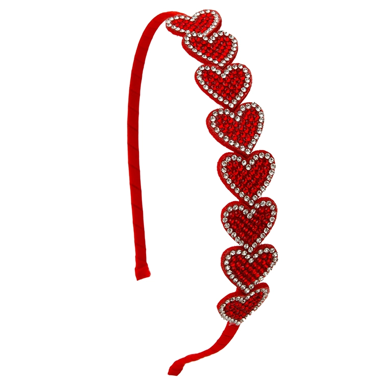 Girls Red Rhinestone Heart Headband