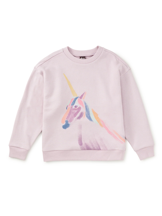 Girls Painted Unicorn Popover Sweatshirt