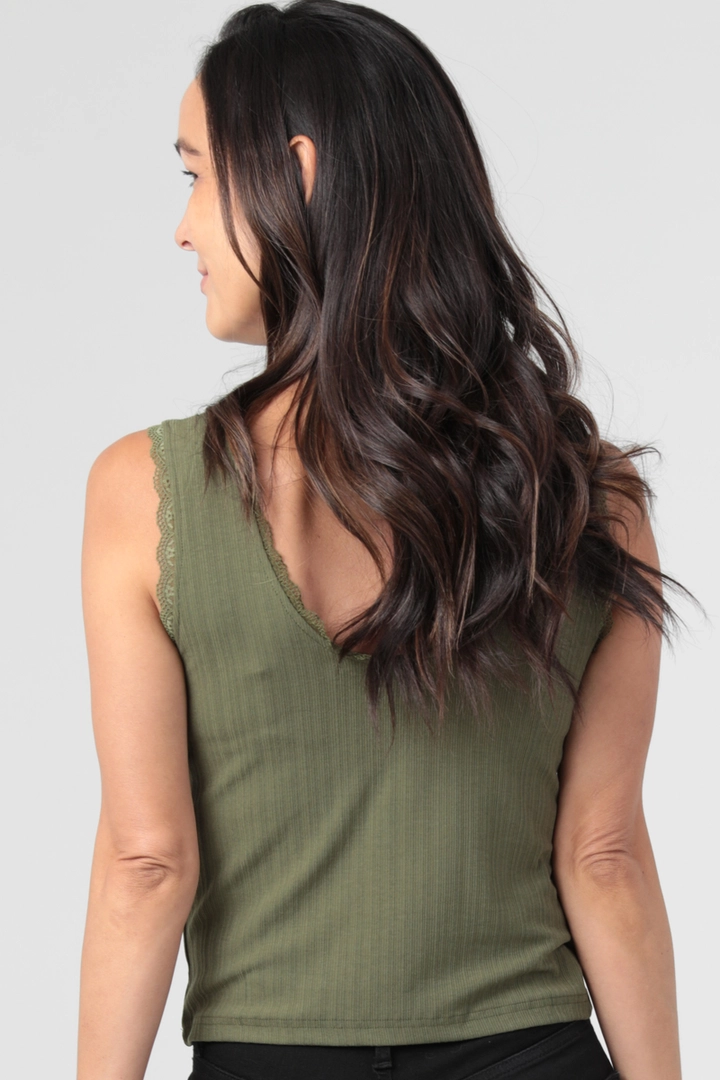 Cinch Bust Lace Trim Tank