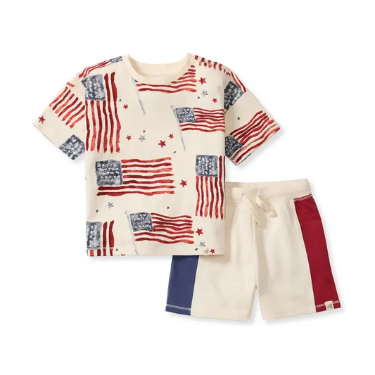 Baby American Flag Tee + Shorts Set
