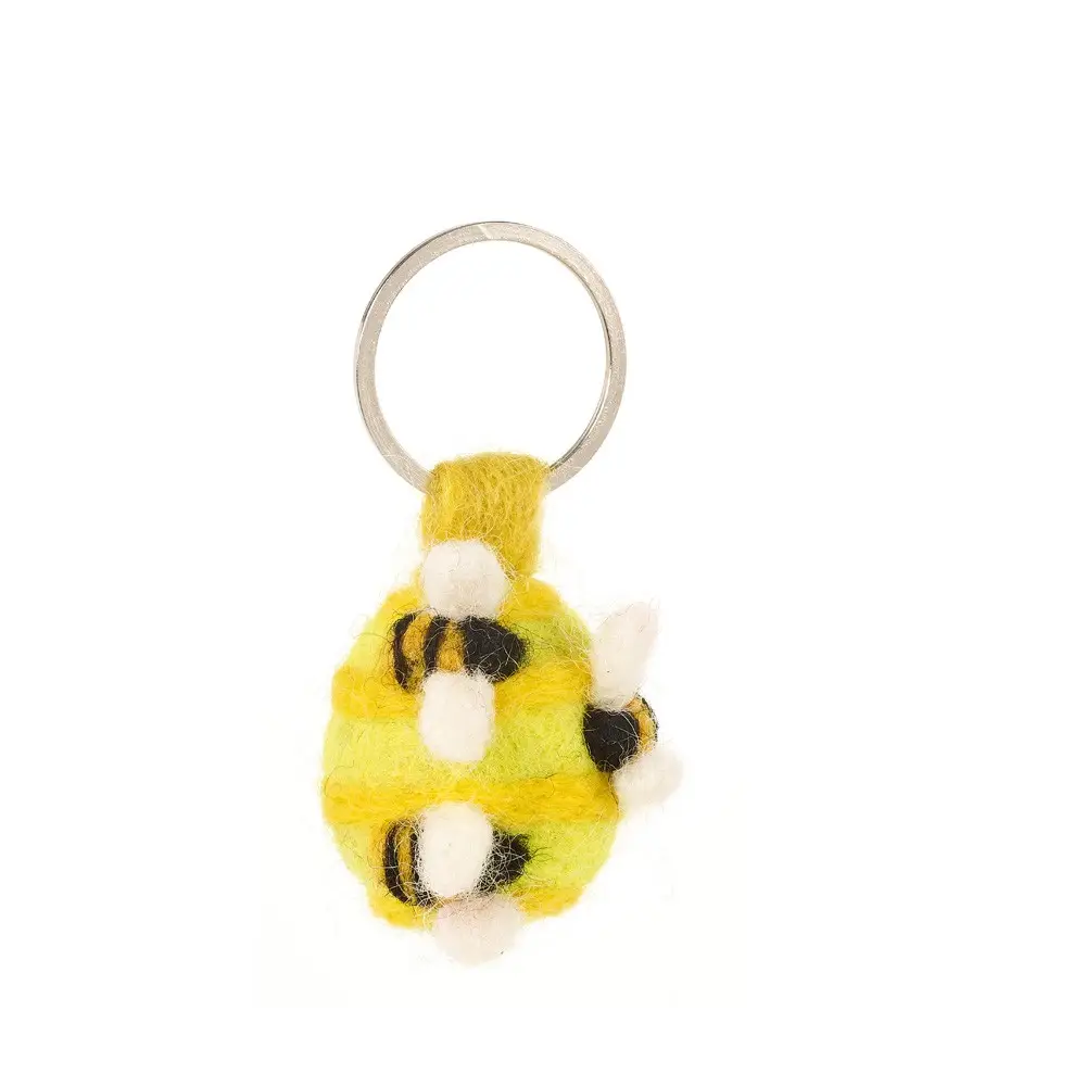 Felted Beehive Keychain
