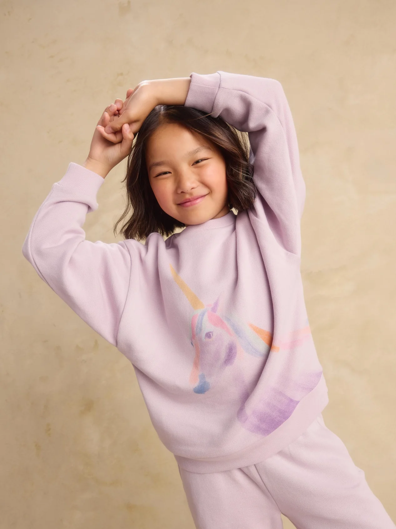 Girls Painted Unicorn Popover Sweatshirt