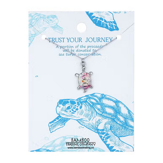 Trust Your Journey Turtle Necklace - Lotus