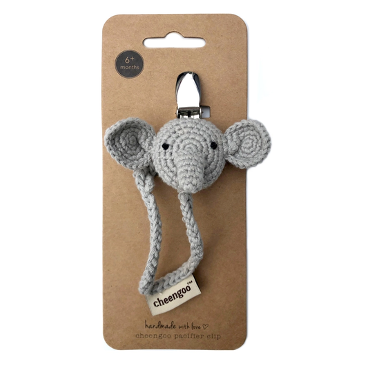 Knit Pacifier Clip - Elephant