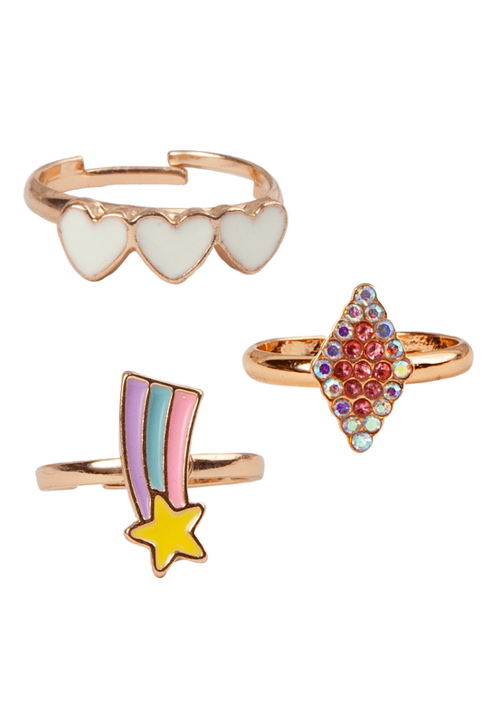 Girls Hearts Star + Diamond Ring Set