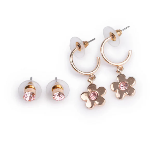 Girls Chic Bejeweled Blooms Earring Set