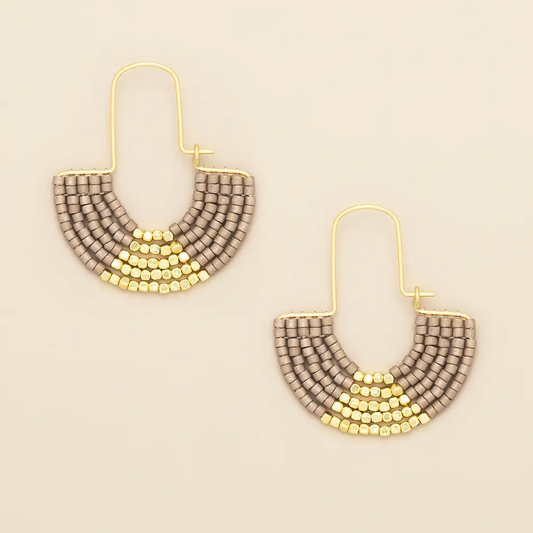 Chromacolor Miyuki U-Hoop Earrings Pewter/Gold