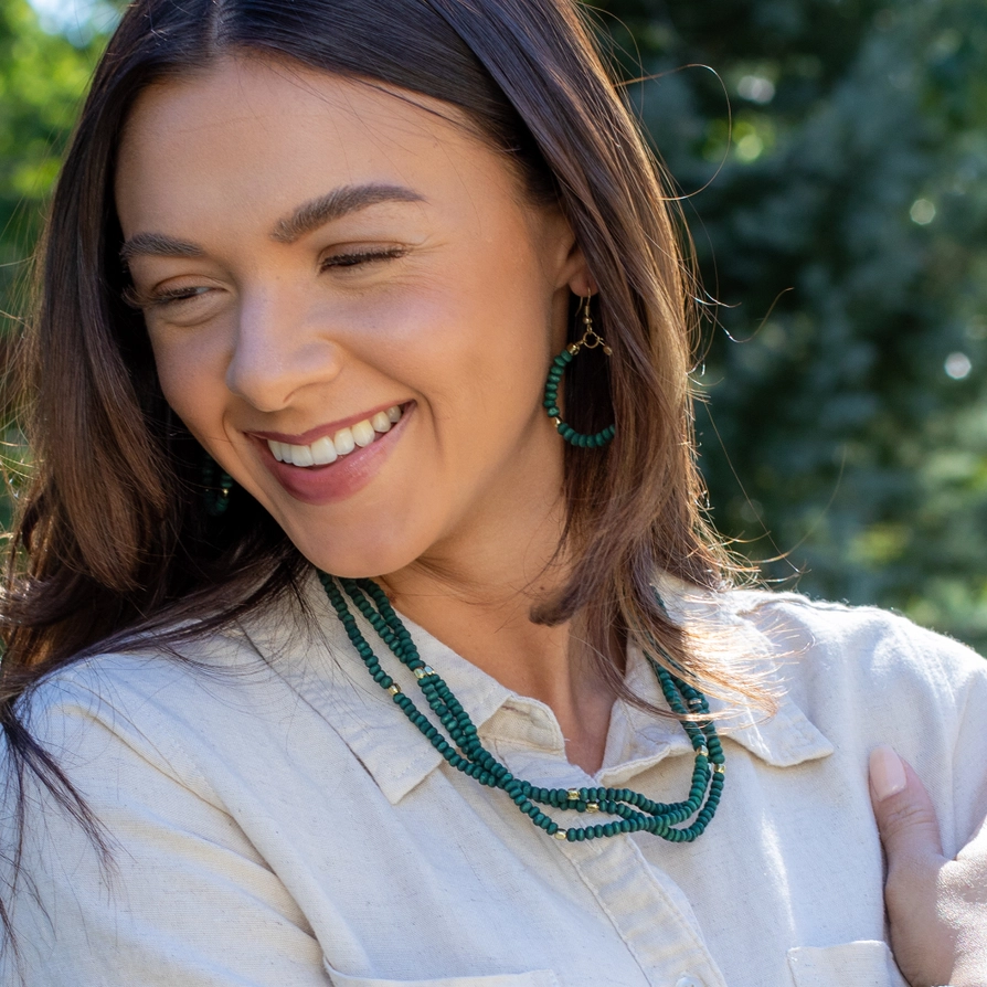 Beaded Chromatic 3 Strand Short Necklace