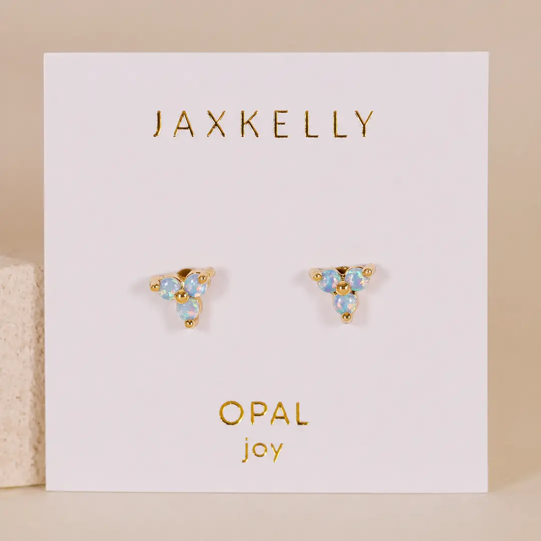 Fire Opal Trio Cluster Earrings