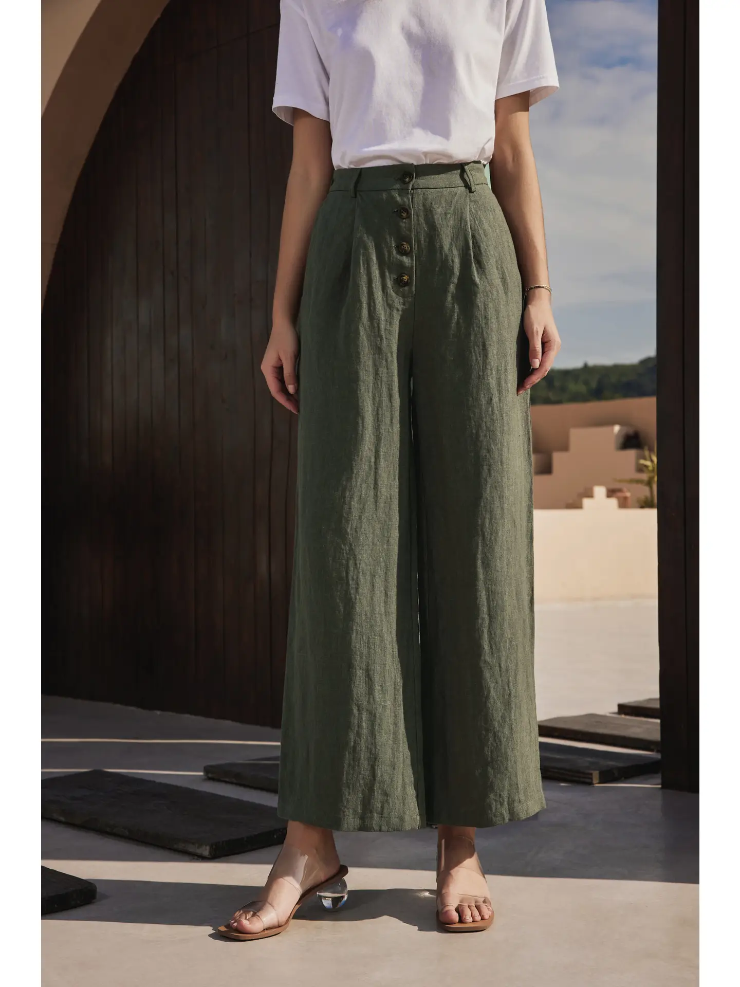 Flax-Linen Wide Leg Pants