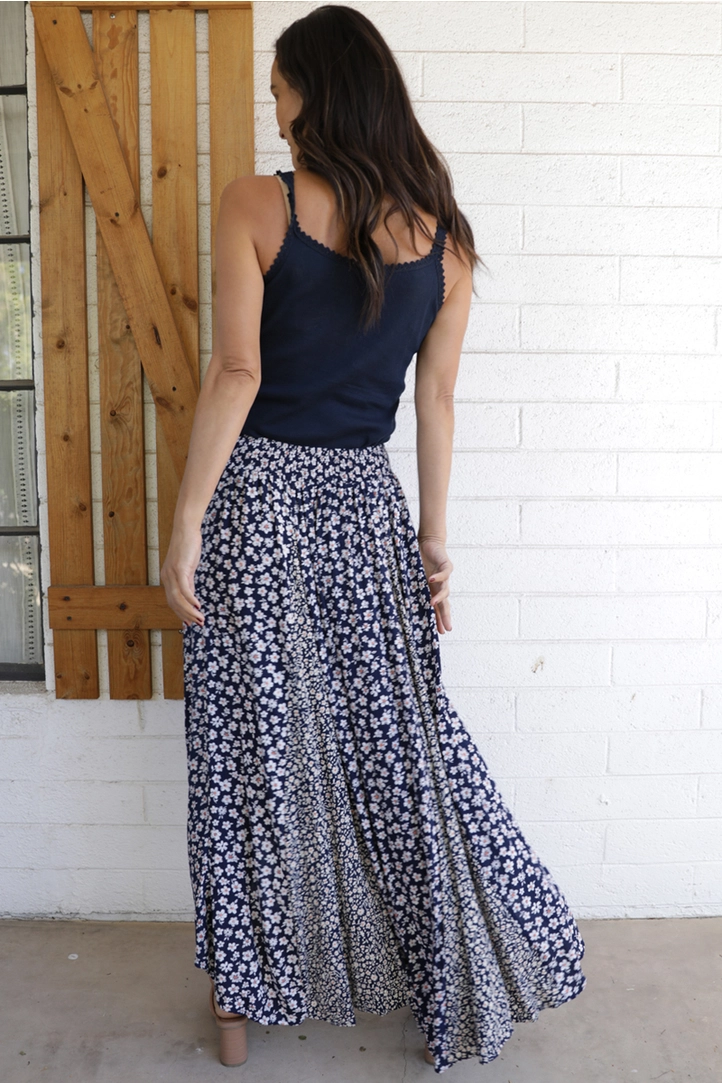 Twin Floral Print Hi Lo Maxi Skirt