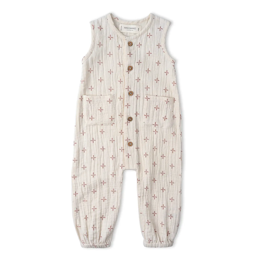 Baby Organic Button Jumpsuit Cross
