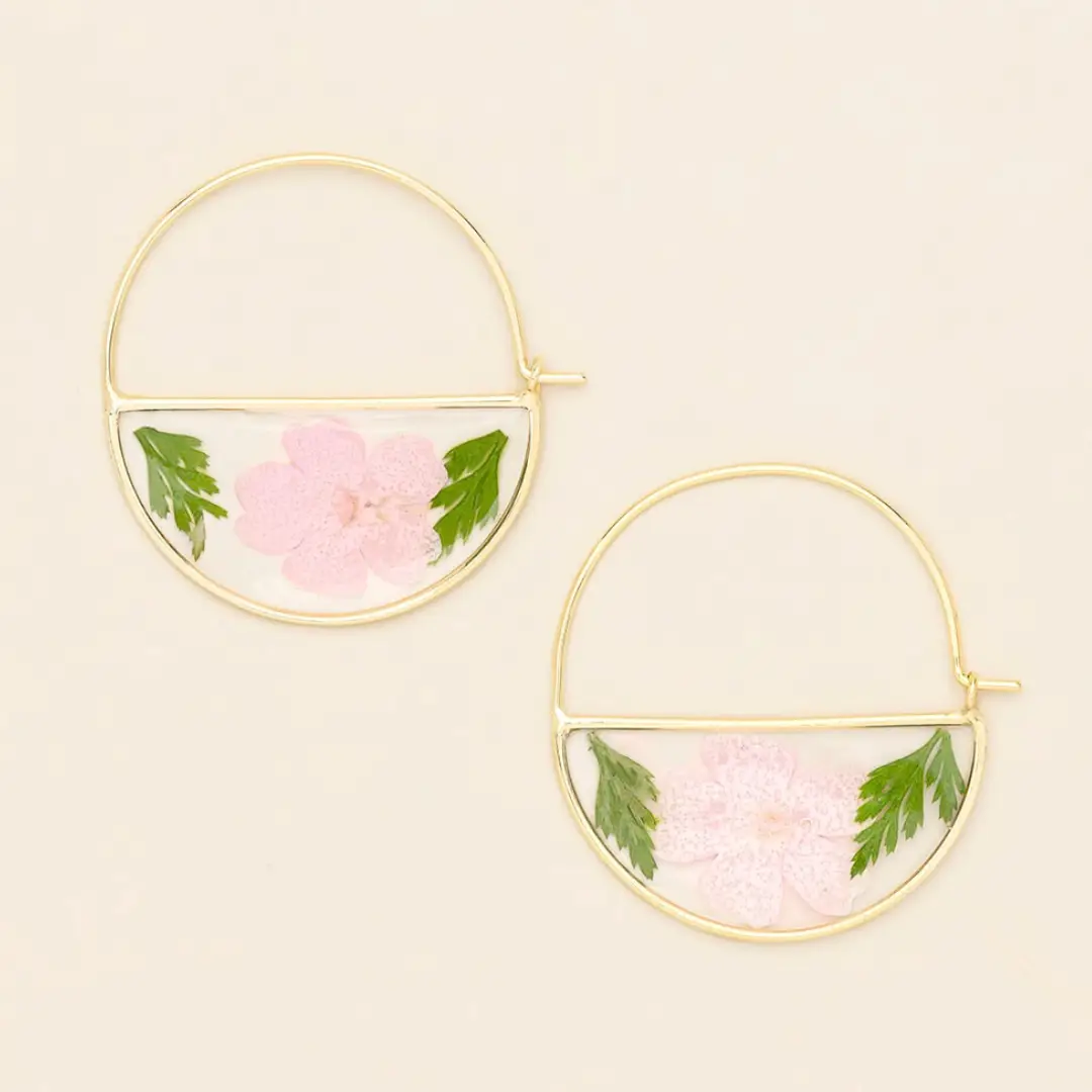 Pressed Flower Hoop Earrings