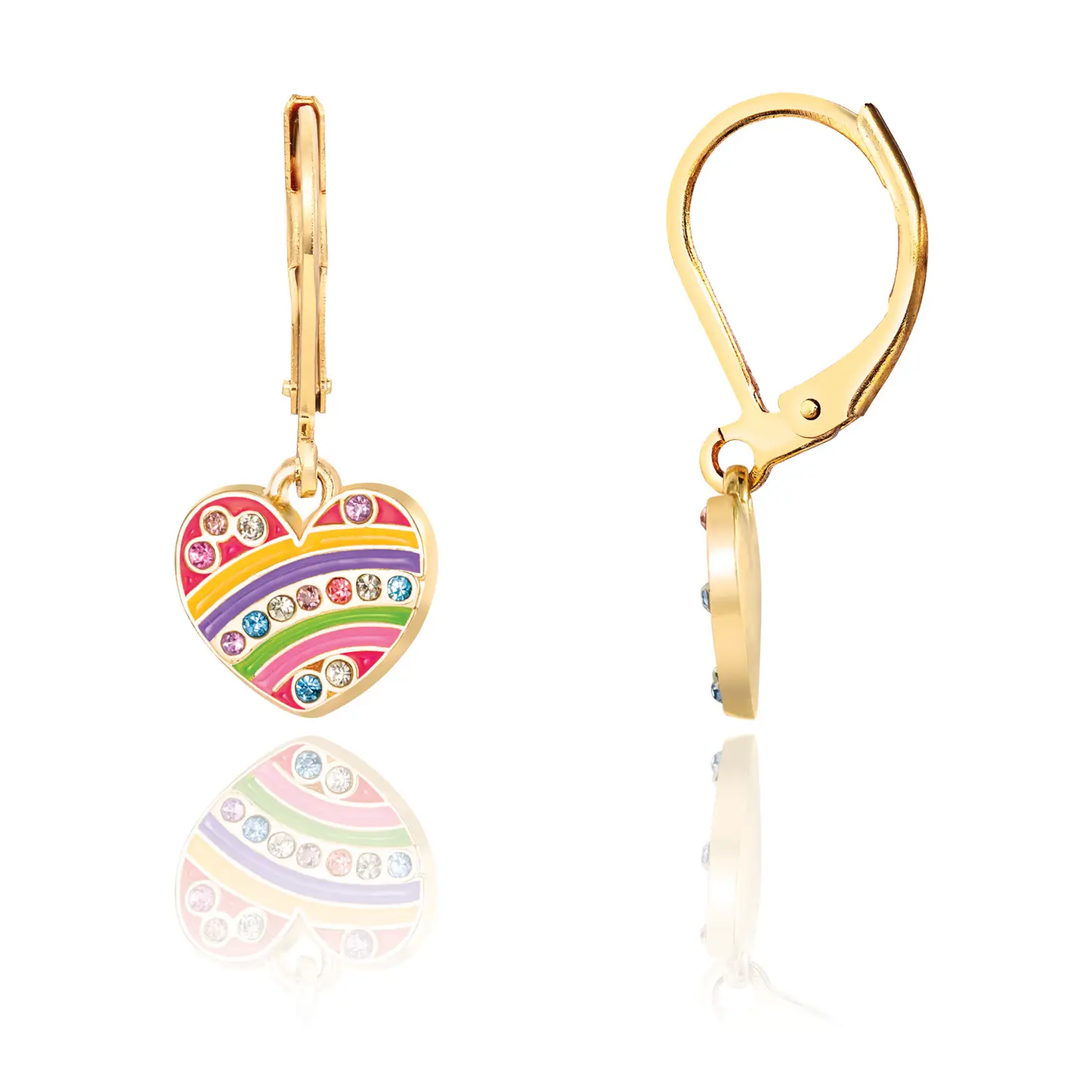 Rainbow Heart Dangle Earrings