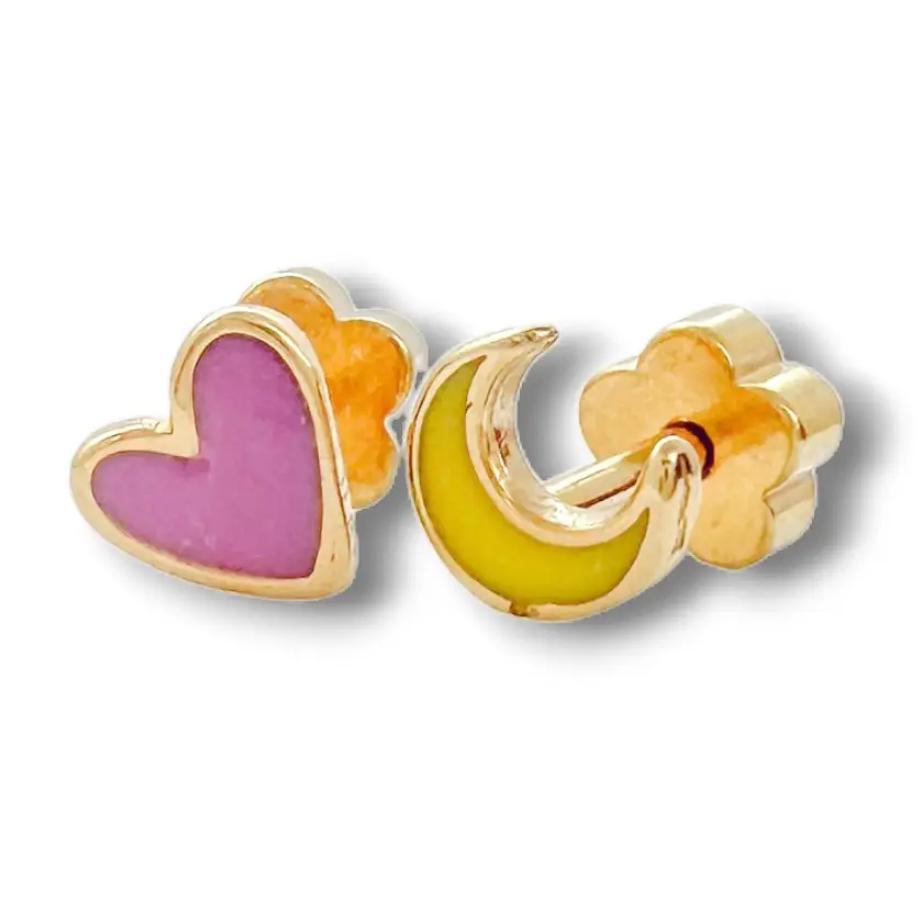Love You To the Moon Tiny Screw Back Earrings