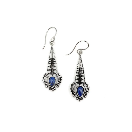 Tanvi Earrings Ornate Drop - Lapis