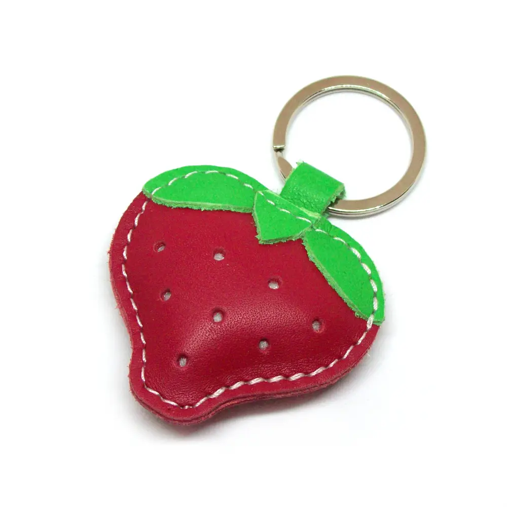 Strawberry Leather Keychain