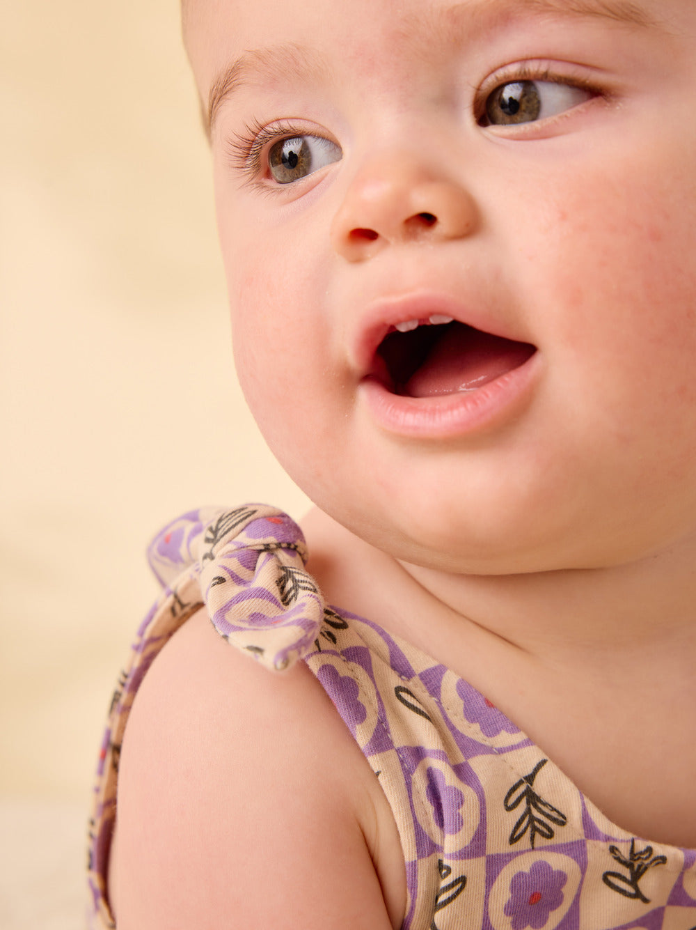 Baby Tile Floral Tie Shoulder Romper