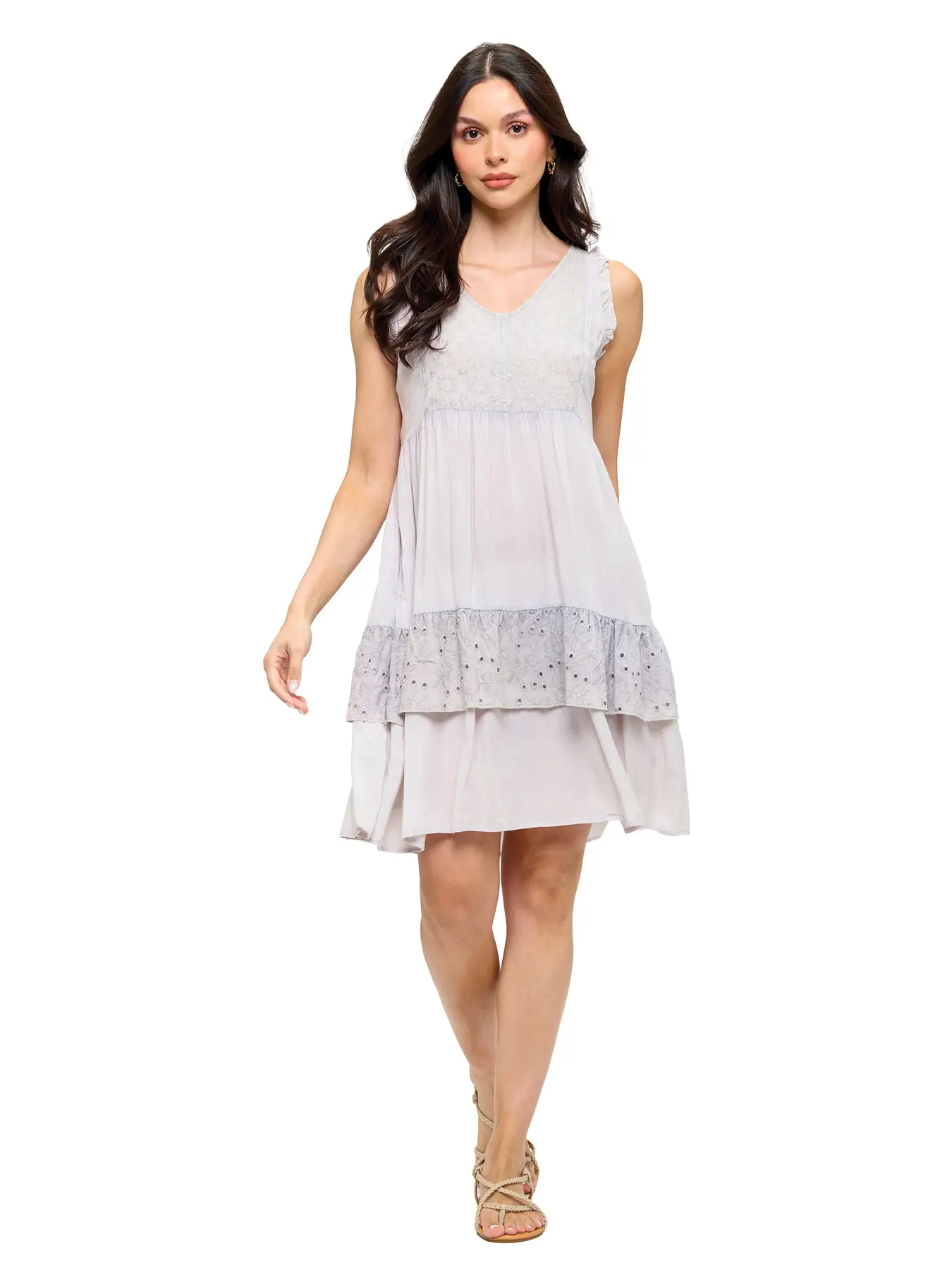 Broderie Ruffled Mini Dress