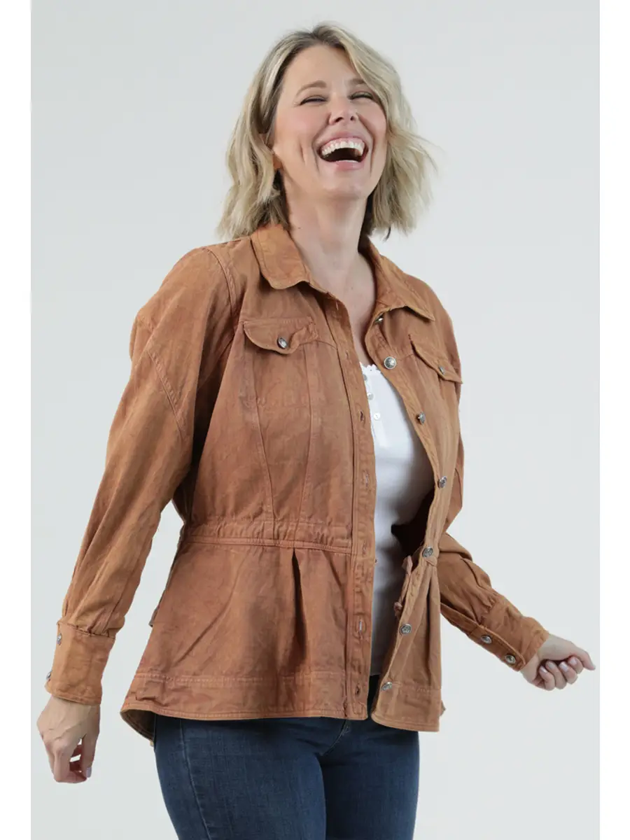 Denim Ruffle Peplum Jacket