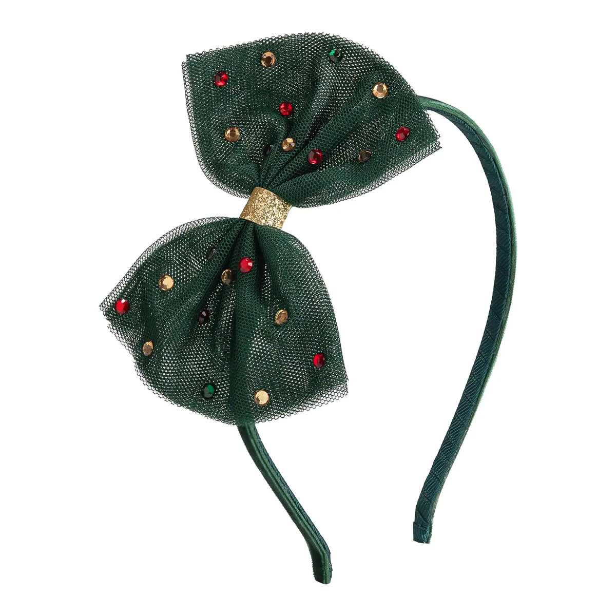 Girls Emerald Christmas Bow Headband