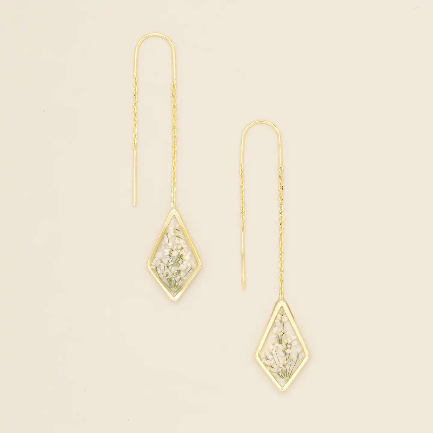 Pressed Flower Threaded Earrings